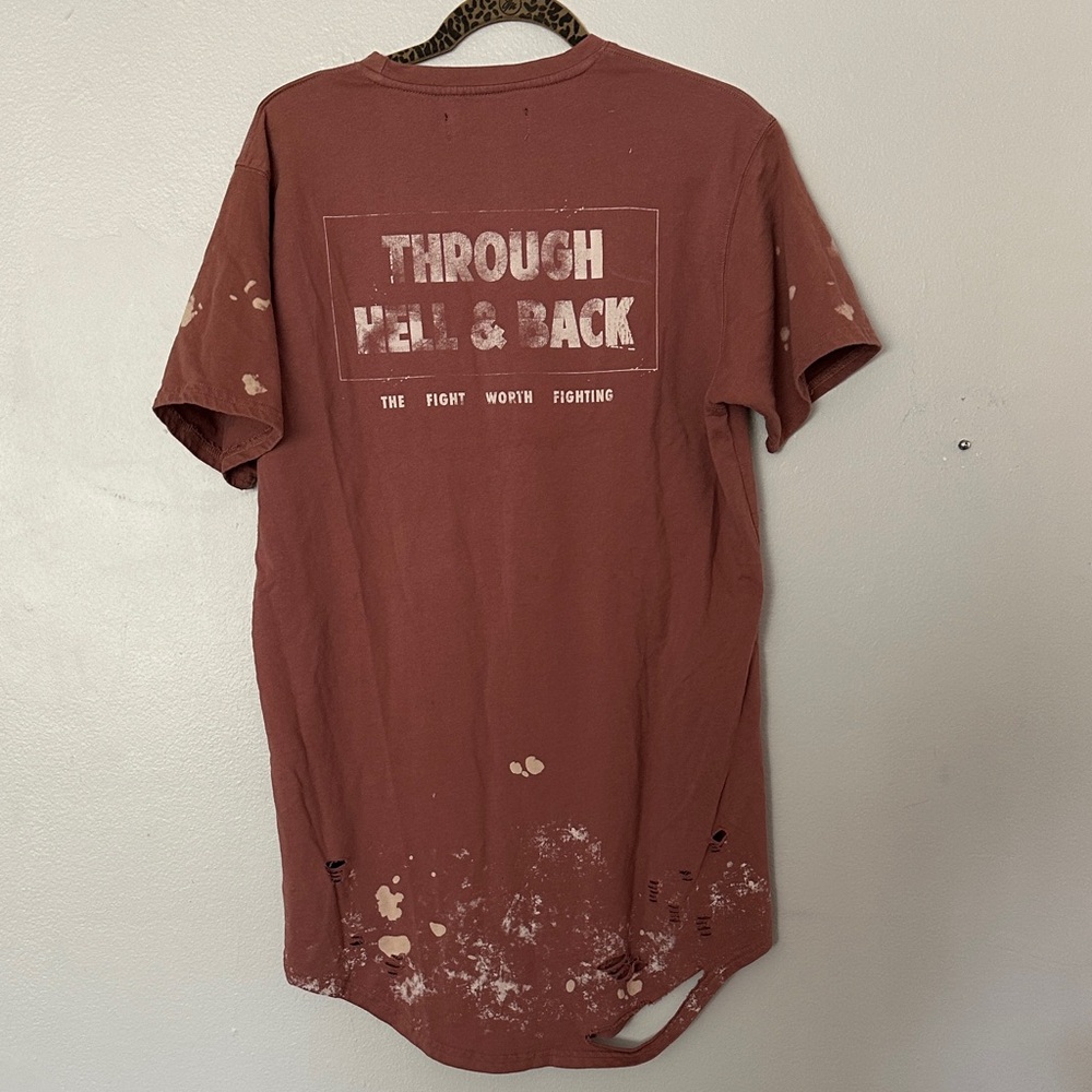 ENWL Women's Short Sleeve Distressed Tee - Rust - Picture 3 of 3